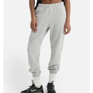 Mate The Label Organic Fleece Relaxed Pocket Jogger Sweatpants GRAY $128 XS